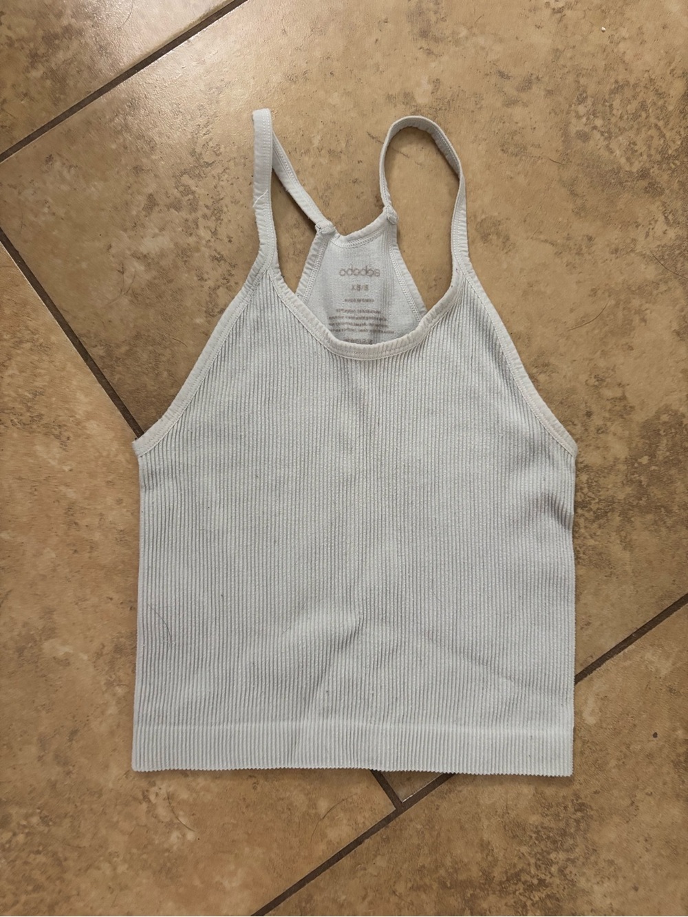Light Gray Ribbed Racerback Tank Top